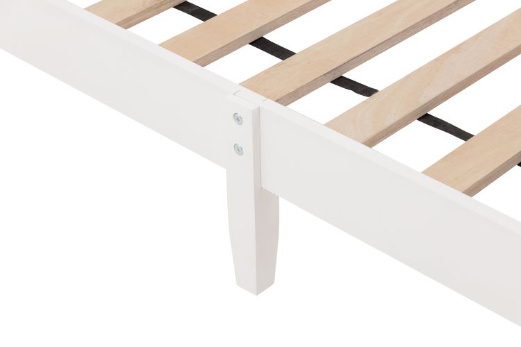 Twin Bed with Column-Decoration Headboard, with Bed Slats,White Twin Bed with Column-Decoration Headboard, with Bed Slats,White