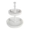 D11.8x15.4" Two-Tiered Round Wooden Tray, White