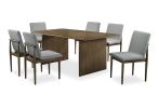 Natural Tone Frame Light Gray Fabric Set of 2pc Side Chairs Dining Room Furniture Chair Upholstered Seat