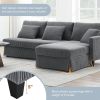 [VIDEO provided][New]87*61"Modern L-shaped Corduroy Sofa with Reversible Chaise,4-seat Upholstered Sectional Indoor Furniture,Convertible Sleeper Couc
