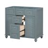 36" Bathroom Vanity Cabinet without Sink, Free Standing Vanity Set with 2 Drawers& Soft Closing Doors, Solid Wood Frame Bathroom Cabinet, Blue (NOT IN