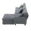 [VIDEO provided][New]87*61"Modern L-shaped Corduroy Sofa with Reversible Chaise,4-seat Upholstered Sectional Indoor Furniture,Convertible Sleeper Couc