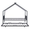 Twin Size Metal House Bed with Twin Size Trundle, Black