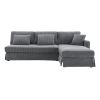 [VIDEO provided][New]87*61"Modern L-shaped Corduroy Sofa with Reversible Chaise,4-seat Upholstered Sectional Indoor Furniture,Convertible Sleeper Couc