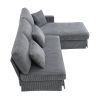 [VIDEO provided][New]87*61"Modern L-shaped Corduroy Sofa with Reversible Chaise,4-seat Upholstered Sectional Indoor Furniture,Convertible Sleeper Couc