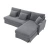 [VIDEO provided][New]87*61"Modern L-shaped Corduroy Sofa with Reversible Chaise,4-seat Upholstered Sectional Indoor Furniture,Convertible Sleeper Couc