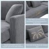 [VIDEO provided][New]87*61"Modern L-shaped Corduroy Sofa with Reversible Chaise,4-seat Upholstered Sectional Indoor Furniture,Convertible Sleeper Couc