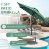 7.5FT Patio Umbrella with Crank and Push Button Tilt, Outdoor Table Market Umbrella with Aluminum Pole - Dark Green