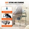 VEVOR Commode Chair, Bedside Commode with Drop-Down Arms and Detachable Backrest, 5-Level Adjustable Height, 7L Removable Bucket, Easy to Assemble, 10