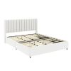 Same as B083119691 Anda Queen Size Ivory Boucle Upholstered Platform Bed with Patented 4 Drawers Storage, Tufted Headboard, Wooden Slat Mattress Suppo