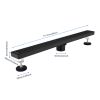 28 Inch Shower Linear Drain, with Removable Capsule Pattern Grate, Stainless Steel Fast Drainage Floor Linear Drain Black Include Adjustable Feet, Hai