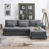 [VIDEO provided][New]87*61"Modern L-shaped Corduroy Sofa with Reversible Chaise,4-seat Upholstered Sectional Indoor Furniture,Convertible Sleeper Couc