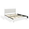 Same as B083119691 Anda Queen Size Ivory Boucle Upholstered Platform Bed with Patented 4 Drawers Storage, Tufted Headboard, Wooden Slat Mattress Suppo