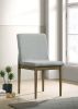 Natural Tone Frame Light Gray Fabric Set of 2pc Side Chairs Dining Room Furniture Chair Upholstered Seat