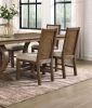 Transitional Style 2pcs Side Chairs Rustic Oak Solid wood Beige Fabric Dining Room Furniture Chair Polyster