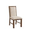 Transitional Style 2pcs Side Chairs Rustic Oak Solid wood Beige Fabric Dining Room Furniture Chair Polyster