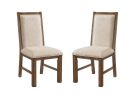 Transitional Style 2pcs Side Chairs Rustic Oak Solid wood Beige Fabric Dining Room Furniture Chair Polyster