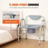 VEVOR Commode Chair, Bedside Commode with Drop-Down Arms and Detachable Backrest, 5-Level Adjustable Height, 7L Removable Bucket, Easy to Assemble, 10