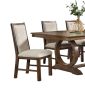 Transitional Style 2pcs Side Chairs Rustic Oak Solid wood Beige Fabric Dining Room Furniture Chair Polyster