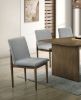 Natural Tone Frame Light Gray Fabric Set of 2pc Side Chairs Dining Room Furniture Chair Upholstered Seat