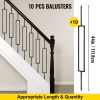 VEVOR Deck Balusters, 10 Pack Metal Deck Spindles, 44"x0.5" Staircase Baluster with Screws, Iron Deck Railing for Wood and Composite Deck, Stylish Bla