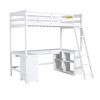 Twin Size Loft Bed with U-shaped Desk, Drawers and Storage Shelves, White