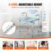 VEVOR Commode Chair, Bedside Commode with Drop-Down Arms and Detachable Backrest, 5-Level Adjustable Height, 7L Removable Bucket, Easy to Assemble, 10