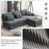 [VIDEO provided][New]87*61"Modern L-shaped Corduroy Sofa with Reversible Chaise,4-seat Upholstered Sectional Indoor Furniture,Convertible Sleeper Couc