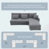 [VIDEO provided][New]87*61"Modern L-shaped Corduroy Sofa with Reversible Chaise,4-seat Upholstered Sectional Indoor Furniture,Convertible Sleeper Couc
