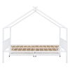 Full Size Metal House Bed with Two Drawers, White