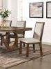 Transitional Style 2pcs Side Chairs Rustic Oak Solid wood Beige Fabric Dining Room Furniture Chair Polyster