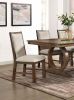 Transitional Style 2pcs Side Chairs Rustic Oak Solid wood Beige Fabric Dining Room Furniture Chair Polyster