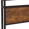Queen Size Metal Platform Bed Frame with Wooden Headboard and Footboard with USB LINER,LED Lights, No Box Spring Needed, Large Under Bed Storage, Easy